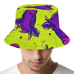 Lime Green And Purple Cow Pattern Print Bucket Hat
