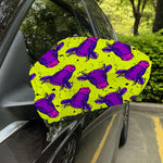 Lime Green And Purple Cow Pattern Print Car Side Mirror Covers