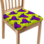 Lime Green And Purple Cow Pattern Print Chair Cushion Cover