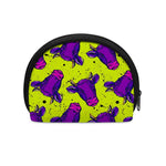 Lime Green And Purple Cow Pattern Print Coin Purse
