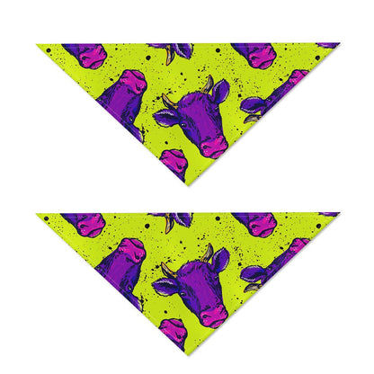 Lime Green And Purple Cow Pattern Print Dog Bandana