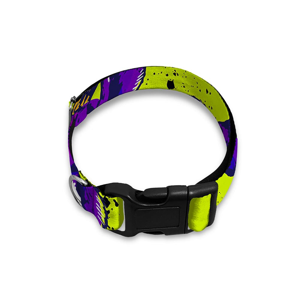 Lime Green And Purple Cow Pattern Print Dog Collar