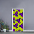Lime Green And Purple Cow Pattern Print Door Sticker