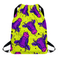 Lime Green And Purple Cow Pattern Print Drawstring Backpack