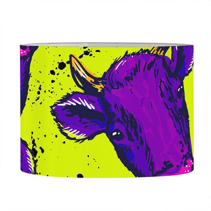 Lime Green And Purple Cow Pattern Print Drum Lamp Shade