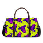 Lime Green And Purple Cow Pattern Print Duffle Bag