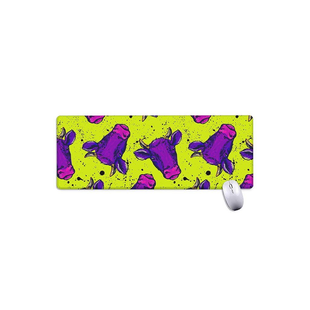 Lime Green And Purple Cow Pattern Print Extended Mouse Pad
