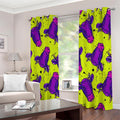 Lime Green And Purple Cow Pattern Print Extra Wide Grommet Curtains