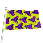Lime Green And Purple Cow Pattern Print Flag