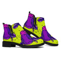 Lime Green And Purple Cow Pattern Print Flat Ankle Boots