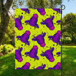 Lime Green And Purple Cow Pattern Print Garden Flag