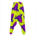 Lime Green And Purple Cow Pattern Print Hammer Pants
