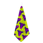 Lime Green And Purple Cow Pattern Print Hand Towel