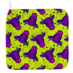 Lime Green And Purple Cow Pattern Print Hand Towel