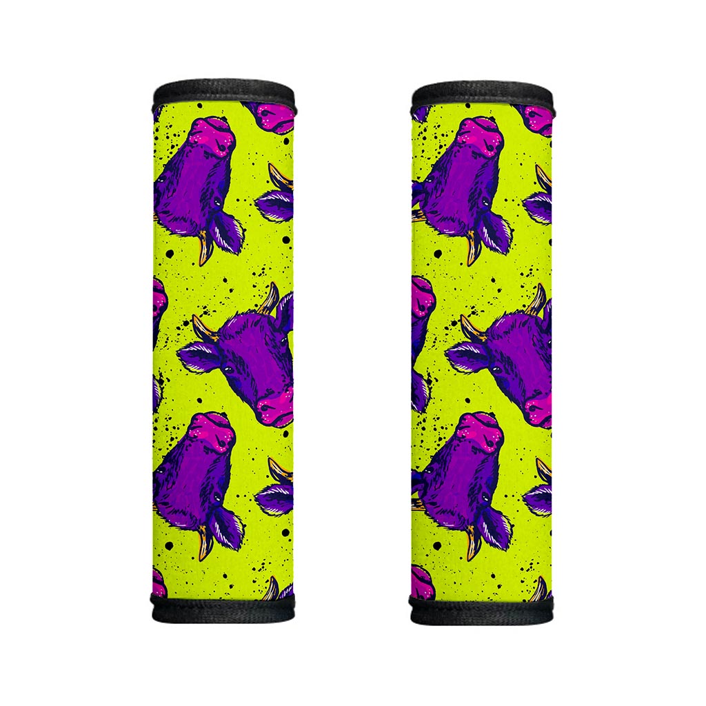 Lime Green And Purple Cow Pattern Print Handle Covers