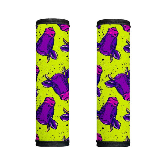 Lime Green And Purple Cow Pattern Print Handle Covers