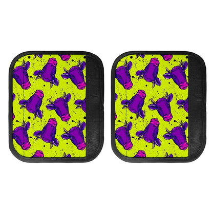 Lime Green And Purple Cow Pattern Print Handle Covers