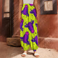 Lime Green And Purple Cow Pattern Print Harem Pants