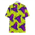 Lime Green And Purple Cow Pattern Print Hawaiian Shirt