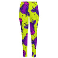 Lime Green And Purple Cow Pattern Print High-Waisted Pocket Leggings