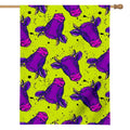 Lime Green And Purple Cow Pattern Print House Flag