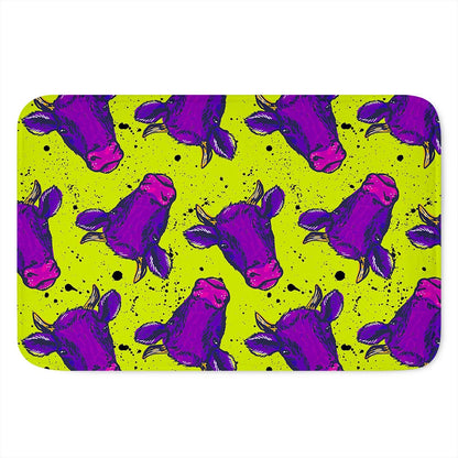Lime Green And Purple Cow Pattern Print Indoor Door Mat