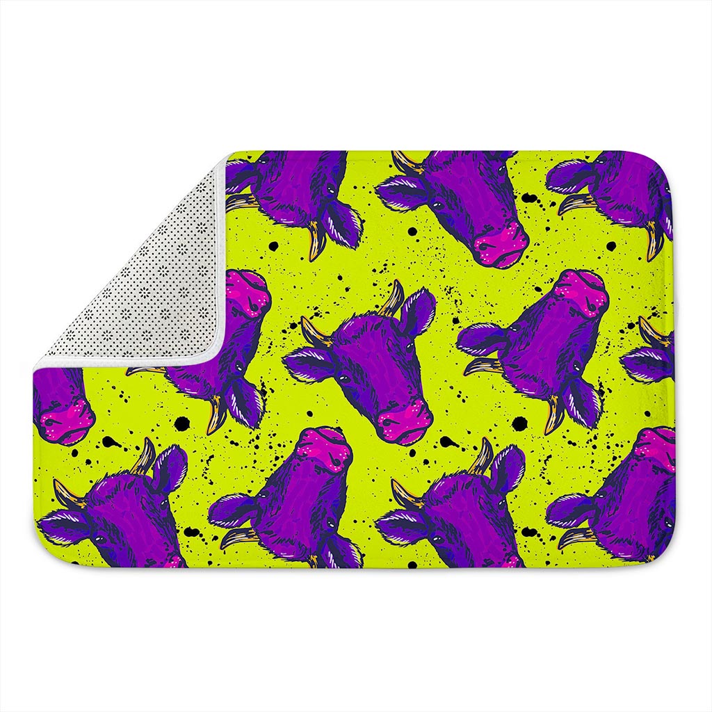 Lime Green And Purple Cow Pattern Print Indoor Door Mat