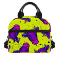 Lime Green And Purple Cow Pattern Print Insulated Lunch Bag