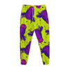 Lime Green And Purple Cow Pattern Print Jogger Pants