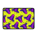 Lime Green And Purple Cow Pattern Print Kitchen Mat