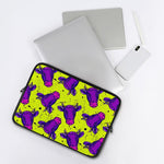 Lime Green And Purple Cow Pattern Print Laptop Sleeve