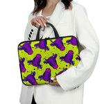 Lime Green And Purple Cow Pattern Print Laptop Sleeve With Handle