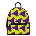 Lime Green And Purple Cow Pattern Print Leather Backpack