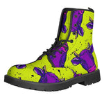 Lime Green And Purple Cow Pattern Print Backpack