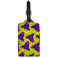 Lime Green And Purple Cow Pattern Print Luggage Tag