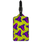 Lime Green And Purple Cow Pattern Print Luggage Tag