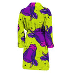 Lime Green And Purple Cow Pattern Print Men's Bathrobe