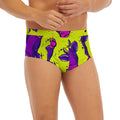 Lime Green And Purple Cow Pattern Print Men's Briefs