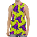 Lime Green And Purple Cow Pattern Print Men's Muscle Tank Top