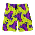 Lime Green And Purple Cow Pattern Print Men's Swim Trunks