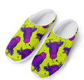 Lime Green And Purple Cow Pattern Print Mesh Casual Shoes