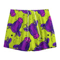 Lime Green And Purple Cow Pattern Print Mesh Shorts