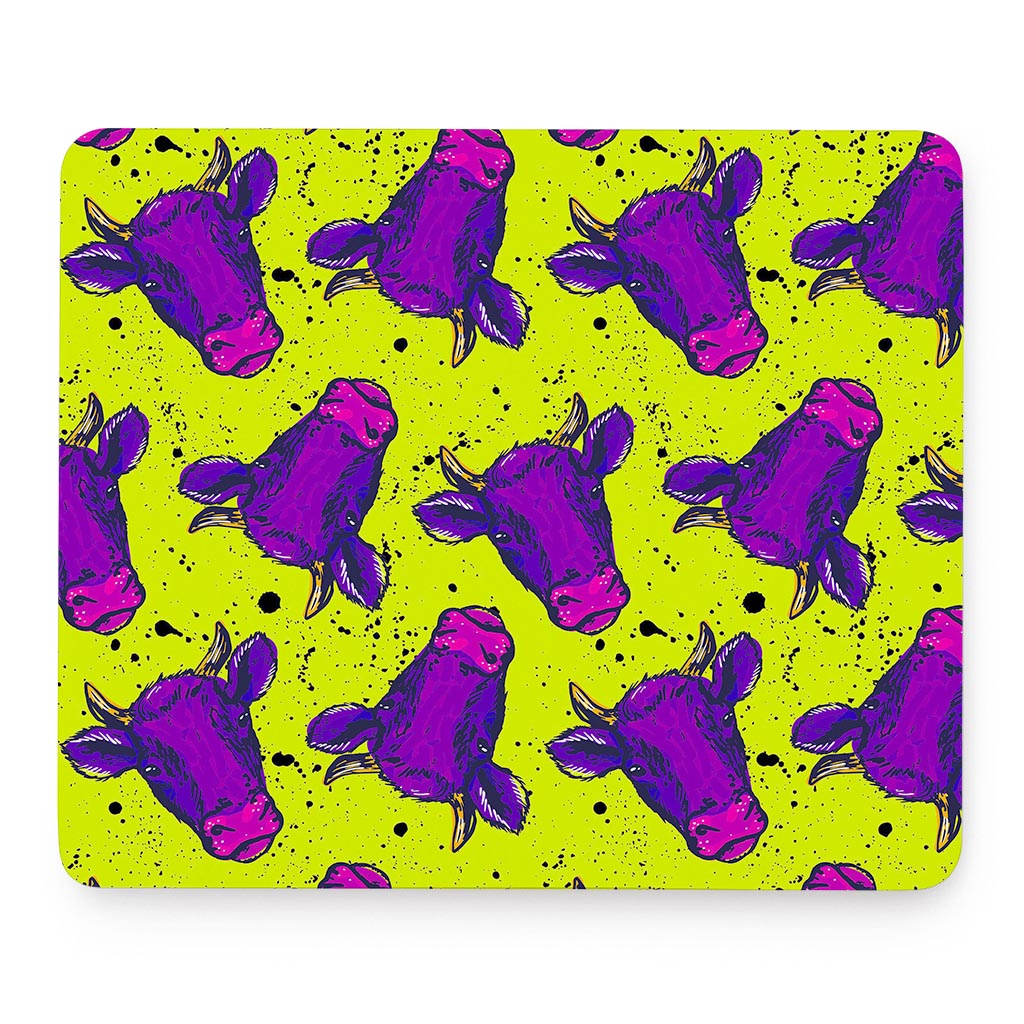 Lime Green And Purple Cow Pattern Print Mouse Pad