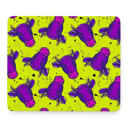 Lime Green And Purple Cow Pattern Print Mouse Pad