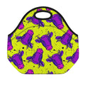 Lime Green And Purple Cow Pattern Print Neoprene Lunch Bag