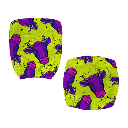 Lime Green And Purple Cow Pattern Print Office Chair Cover