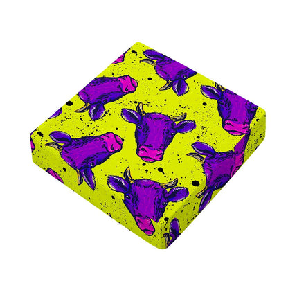Lime Green And Purple Cow Pattern Print Outdoor Seat Cushion Cover