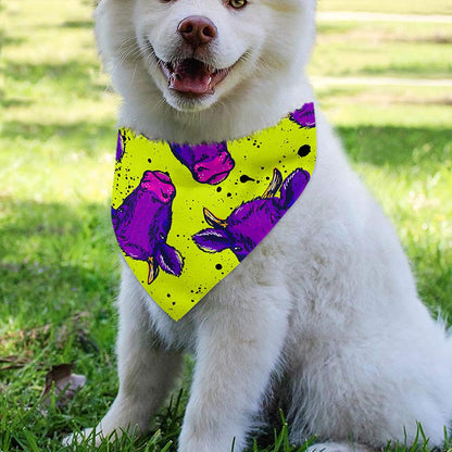 Lime Green And Purple Cow Pattern Print Over The Collar Dog Bandana