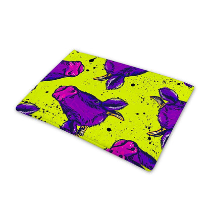 Lime Green And Purple Cow Pattern Print Pet Cooling Mat Cover