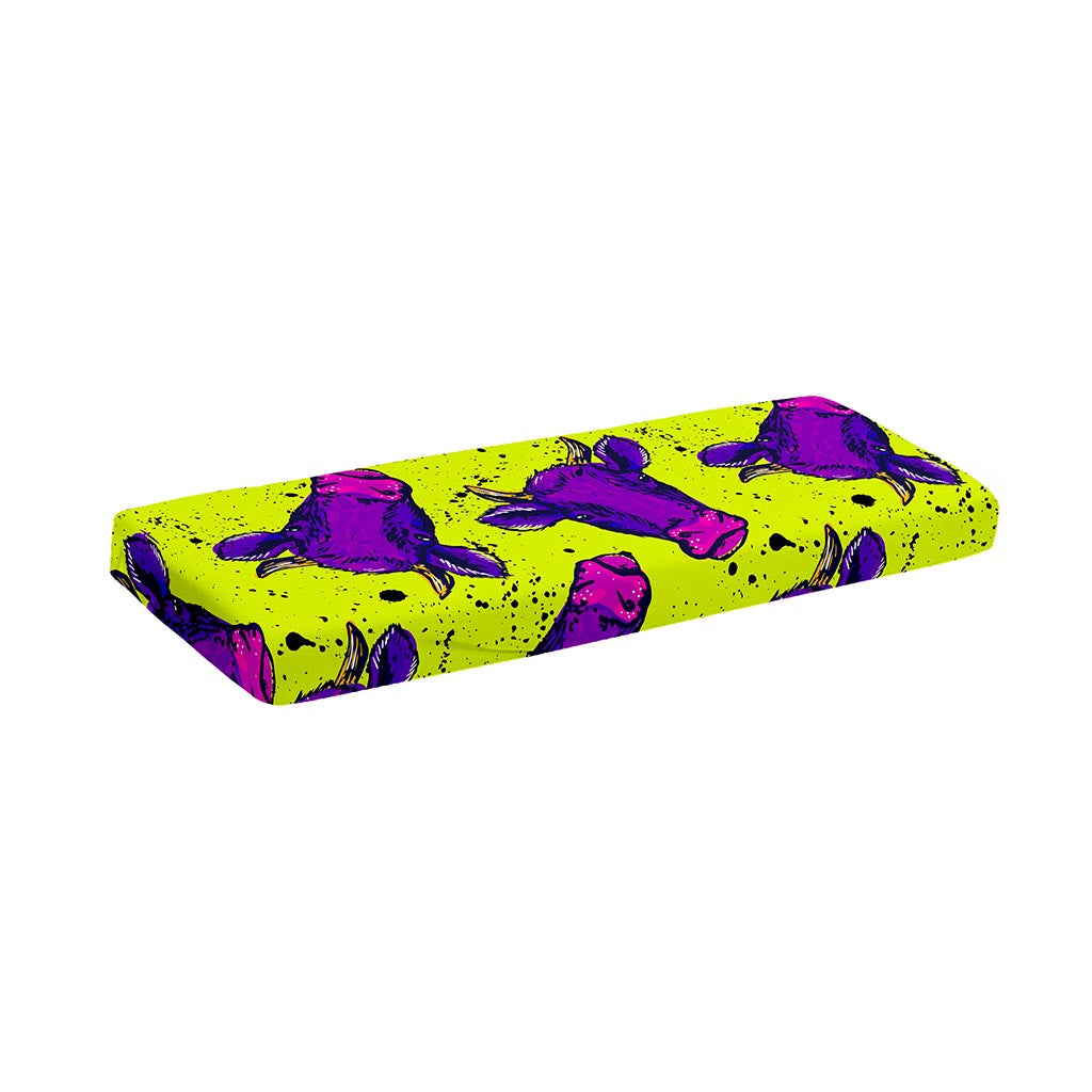 Lime Green And Purple Cow Pattern Print Piano Keyboard Cover